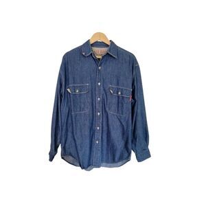 Big Rock Clothing Denim Shirt Men L Blue 100% Cotton